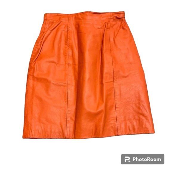 Chia Dresses & Skirts - Vintage Chia orange leather skirt size 6